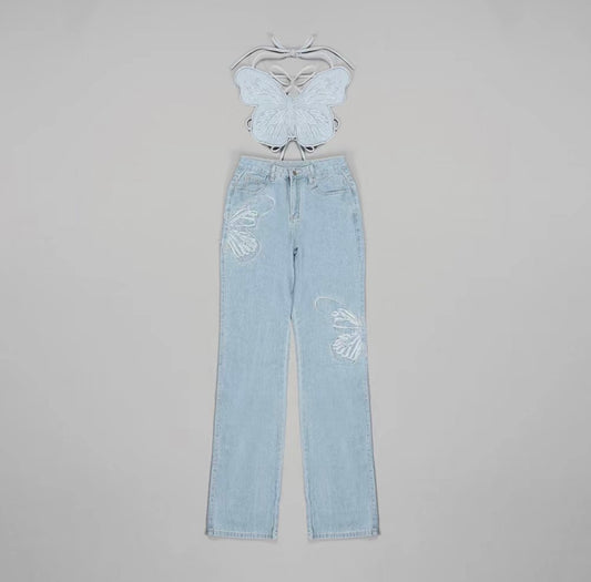Butterfly Denim Set